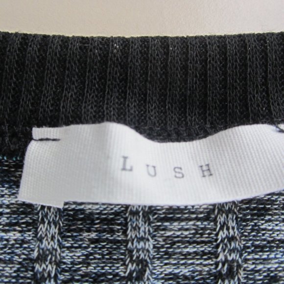 LUSH stripe ribbed knit dress L back cut out midi jersey - Picture 14 of 16